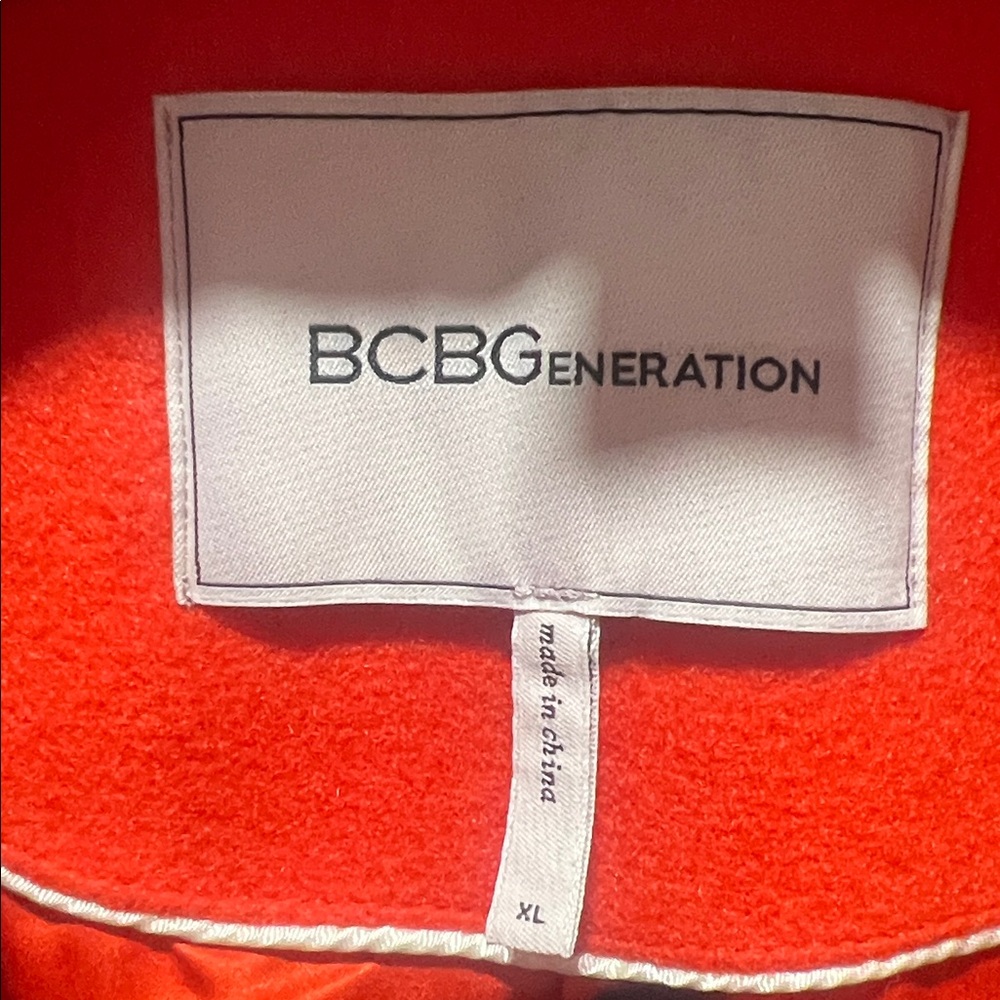 BCBGeneration Vibrant Red Double-Breasted Pea Coat - image 3